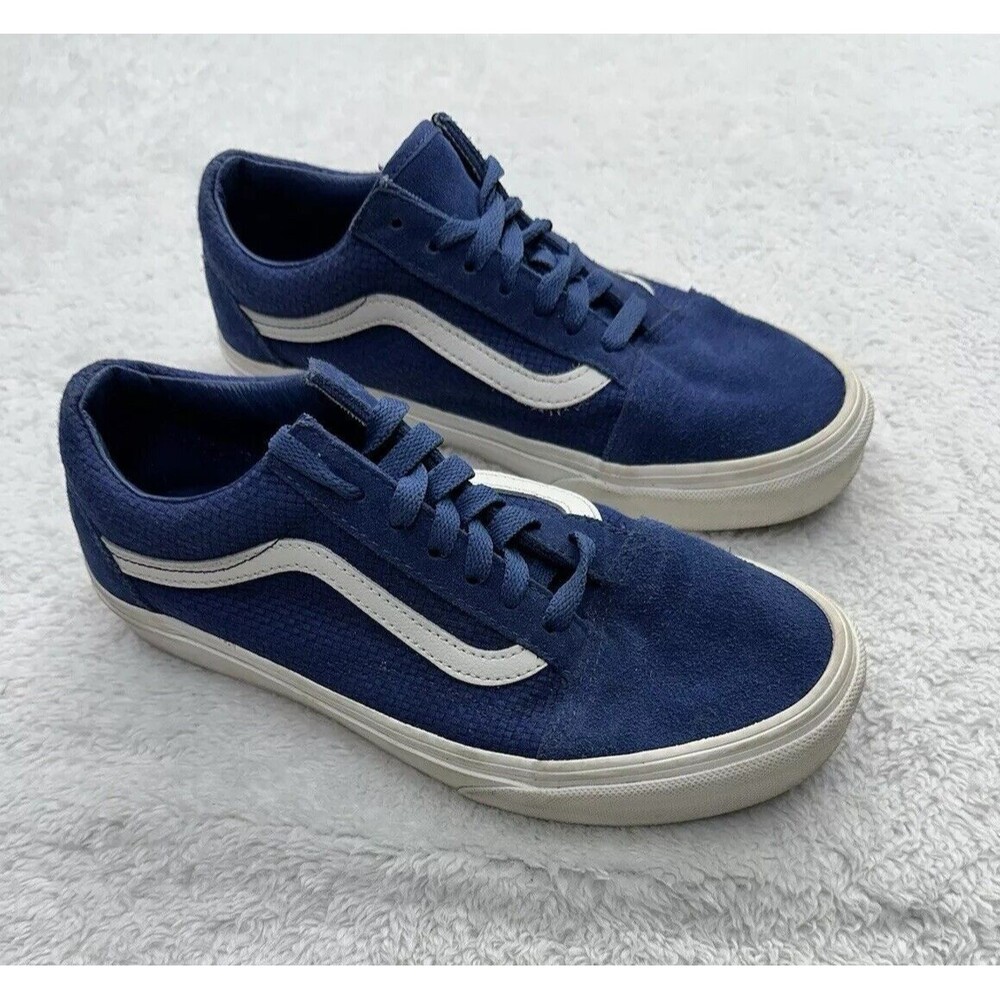 Vans Woven Check Pig’s Suede Navy Low-Top Sneakers 2024 Womens 7.5, Mens 6
